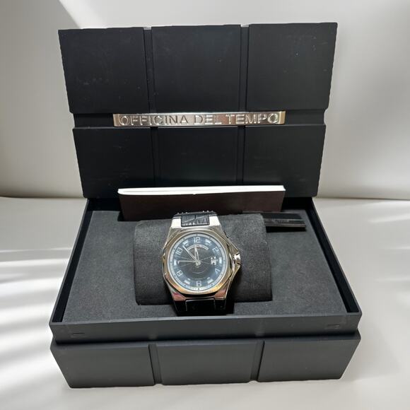 NEW Officina Del Tempo Black Leather Automatic Gents Watch - OT1028/20N main image 14